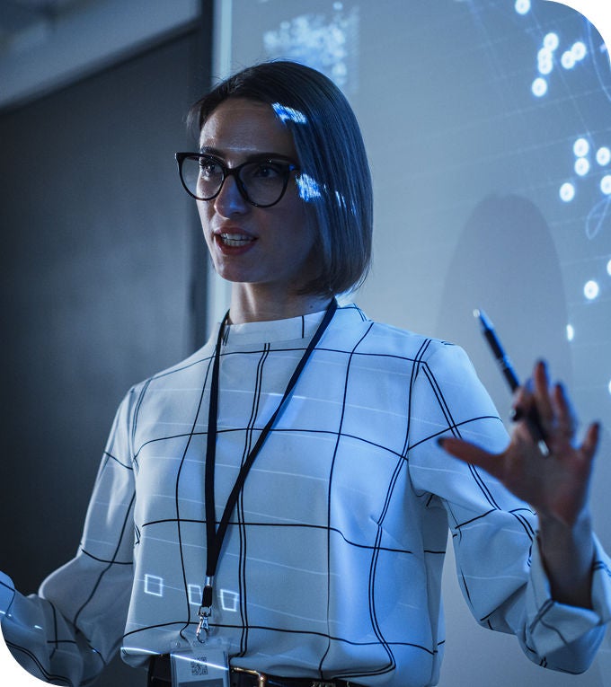 woman presenting