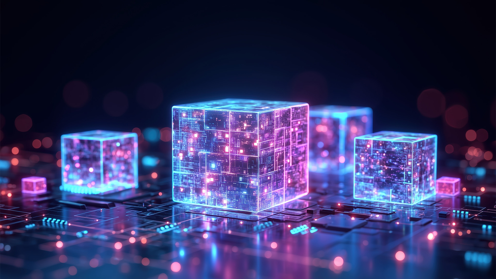 Abstract blue and orange light trails representing real-time AI insights